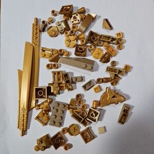 LEGO Bulk Lot  60+ Metallic Gold Tiles Slope Ingots Specialty Pieces Ninjago